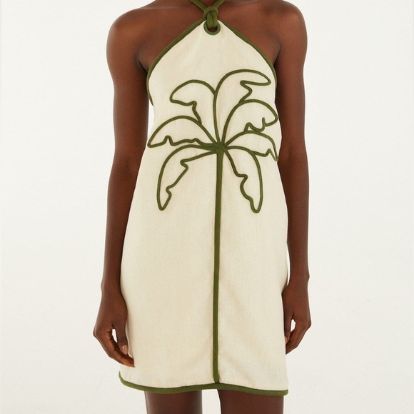 Farm Rio Coconut Halter Linen Mini Dress - Picture 5 of 11